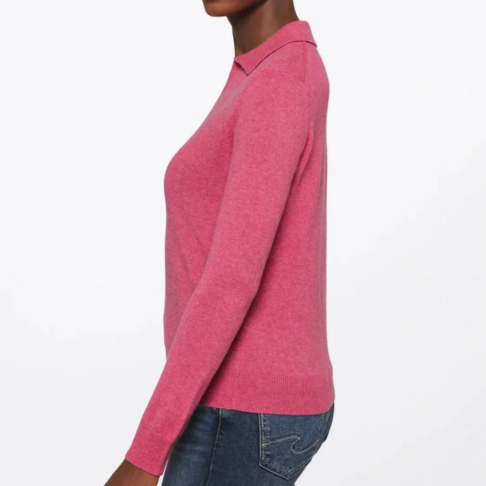Cashmere Cashmere Candy Collared Cashmere Sweater Dark Pink XL STITCH FIX NWT_3